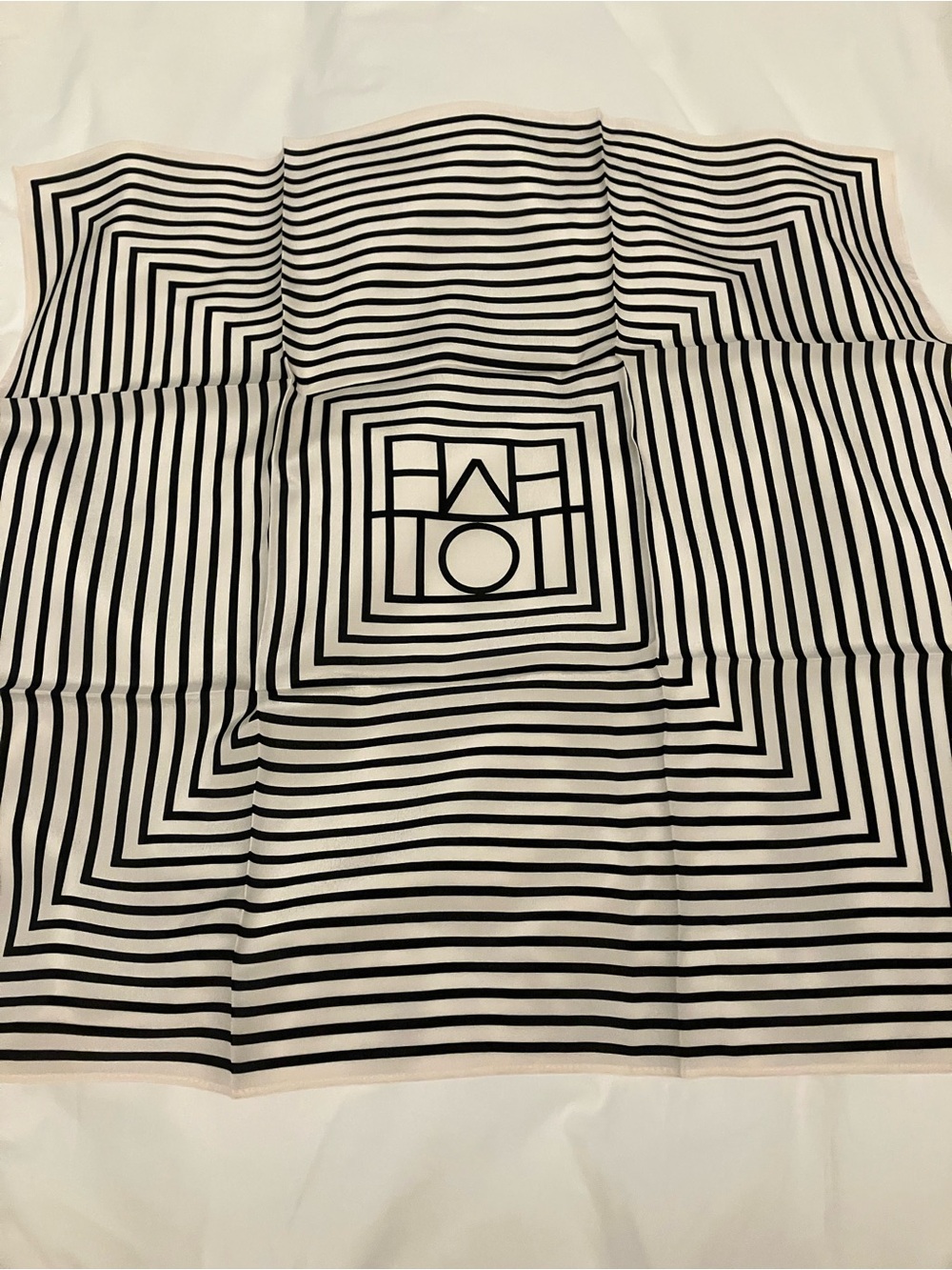 Totême Black and Cream Striped Silk Scarf - Picture 7 of 10